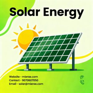 Illustration of solar panels converting sunlight into clean renewable energy
