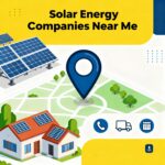 Map location with solar panels and homes showing solar energy companies near me