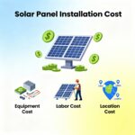 Solar panels with cost tags illustrating installation expenses and savings